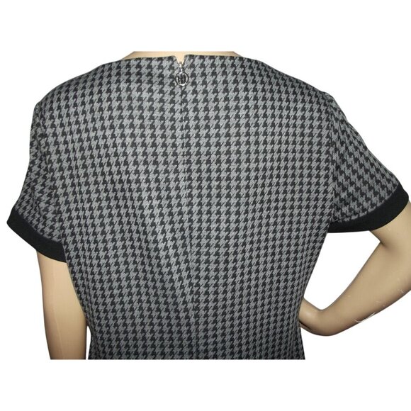 Tommy Hilfiger Dress Womens 12 Gray Black Jacquard Houndstooth knee length shift - Picture 10 of 12
